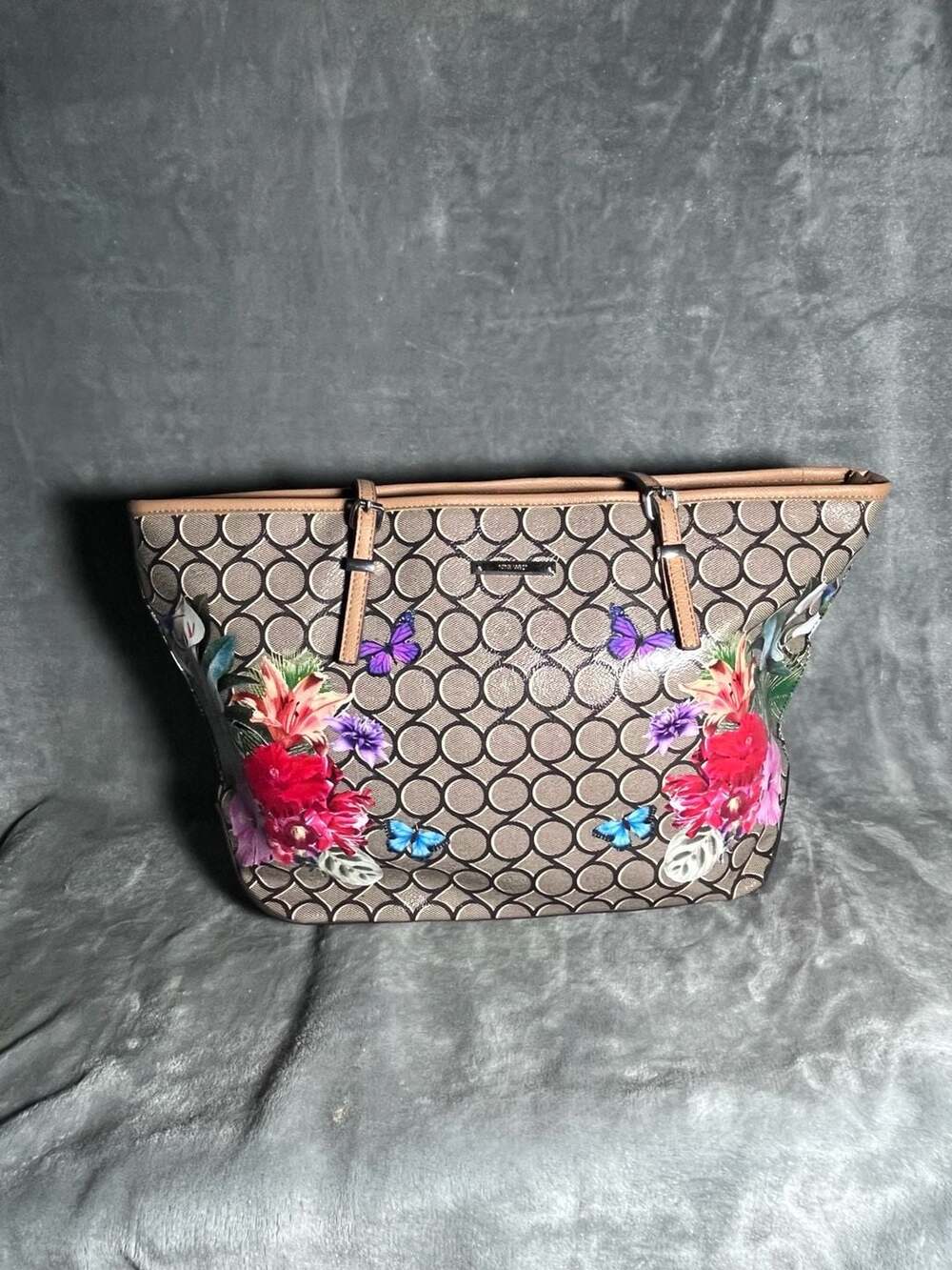 Nine West Floral Butterfly Print Tote Bag
